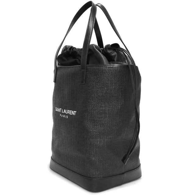 （美品）サンローランパリ SAINT LAURENT PARIS TEDDY テディ トート ハンドバッグ RAFIA ラフィア カーフスキン レザー ブラック 黒 シルバー金具 551595_5