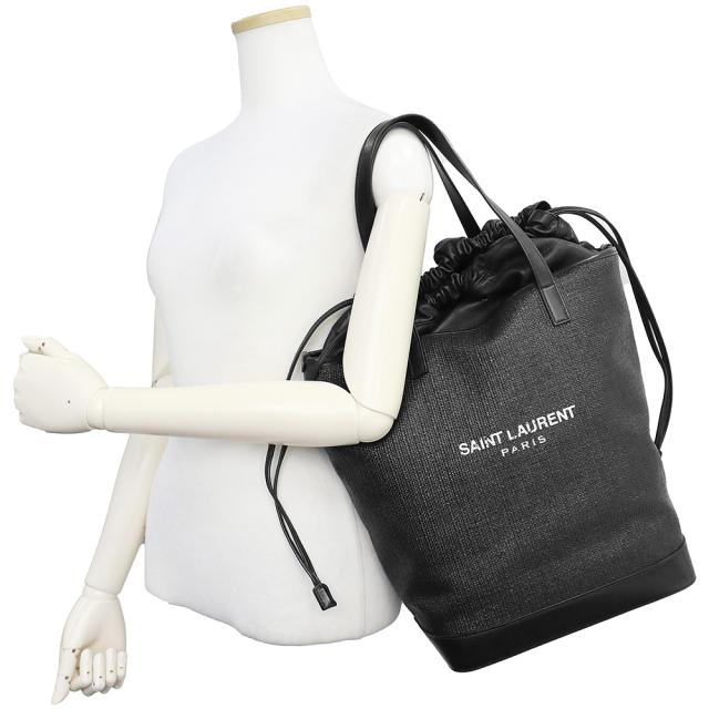 （美品）サンローランパリ SAINT LAURENT PARIS TEDDY テディ トート ハンドバッグ RAFIA ラフィア カーフスキン レザー ブラック 黒 シルバー金具 551595_8