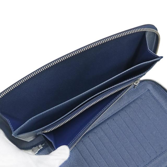 （美品）ルイ ヴィトン LOUIS VUITTON オーガナイザー アトール トラベルケース ラウンドファスナー 二つ折り長財布 タイガ レザー オセアン ネイビー 紺 シルバー金具 M30653