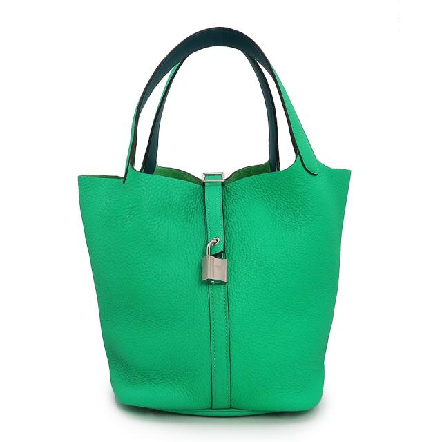 （未使用　展示品）エルメス HERMES ピコタン ロック エクラ MM 22 ハンドバッグ トリヨンクレマンス ヴォースイフト レザー ミント ヴェールボスフォール グリーン ブルー 緑 青 シルバー金具 Z刻印
