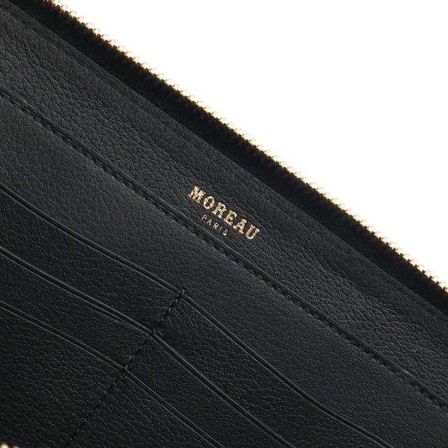 （新品・未使用品）モロー パリ MOREAU PARIS コンチネンタル ラウンドファスナー ジップウォレット 長財布 カーフスキン レザー ブラック グレー 黒 ゴールド金具 箱付_6