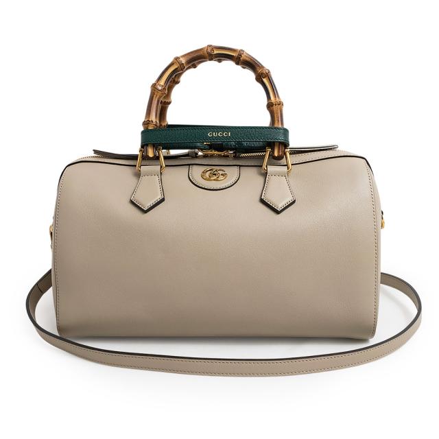 （新品・未使用品）グッチ GUCCI ダイアナ 日本限定モデル 斜め掛け 2WAY ショルダー ボストン ハンドバッグ カーフスキン レザー バンブー ベージュ アンティークゴールド金具 655663