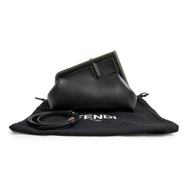 （未使用　展示品）フェンディ FENDI ファースト スモール 2WAY クラッチ ショルダーバッグ 斜め掛け ナッパレザー ブラック 黒 ゴールド金具 8BP129_1
