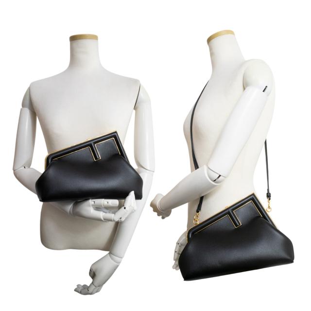 （未使用　展示品）フェンディ FENDI ファースト スモール 2WAY クラッチ ショルダーバッグ 斜め掛け ナッパレザー ブラック 黒 ゴールド金具 8BP129_7