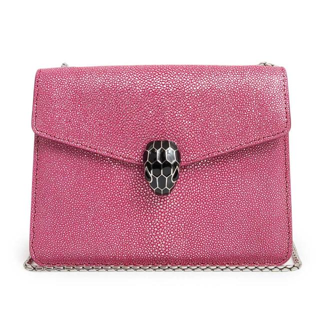 （未使用　展示品）ブルガリ BVLGARI セルペンティ フォーエバー ショルダーバッグ 斜め掛け ガルーシャ スムースカーフレザー フラッシュアメジスト ピンク シルバー金具 288996