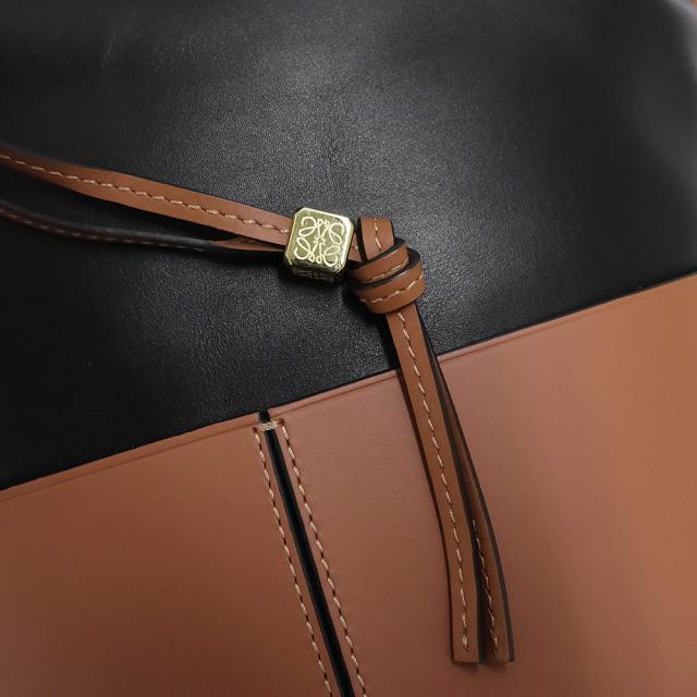 （未使用　展示品）ロエベ LOEWE バルーン ラージ 2way ショルダー ハンドバッグ 斜め掛け ナパカーフ レザー ブラック タン ブラウン 黒 茶 ゴールド金具 326.76AC29