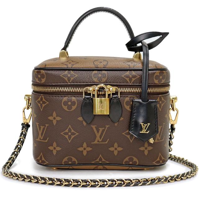 （未使用　展示品）ルイ ヴィトン LOUIS VUITTON ヴァニティ NV PM チェーン ショルダー ハンドバッグ 2way 斜め掛け モノグラムリバース モノグラム ブラウン ブラック 茶 黒 ゴールド金具 M45165