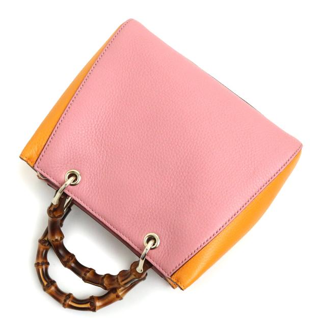 （未使用　展示品）グッチ GUCCI ？レザー バンブー ショッパー ミニ 2WAY ショルダー ハンドバッグ 斜め掛け ピンク オレンジ 368823_5