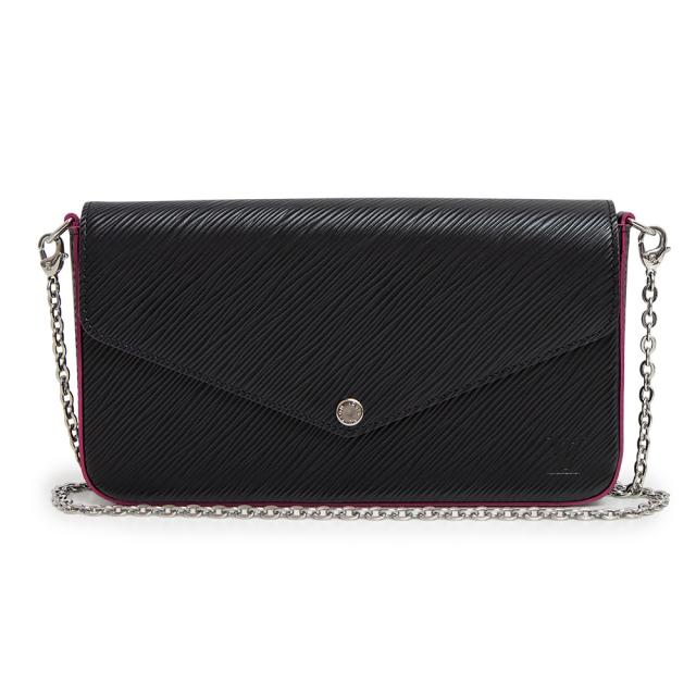 （未使用　展示品）ルイ ヴィトン LOUIS VUITTON ポシェット フェリシー 2way クラッチ チェーン ショルダーバッグ 斜め掛け エピレザー ノワール ブラック ホットピンク シルバー金具 M64579