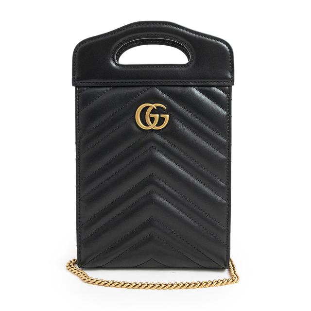 【美品】グッチ GG マーモント ゴースト チェーンショルダーバッグ レザー 黒 GUCCI - 【美品】グッチ GG マーモント ゴースト チェーンショルダー