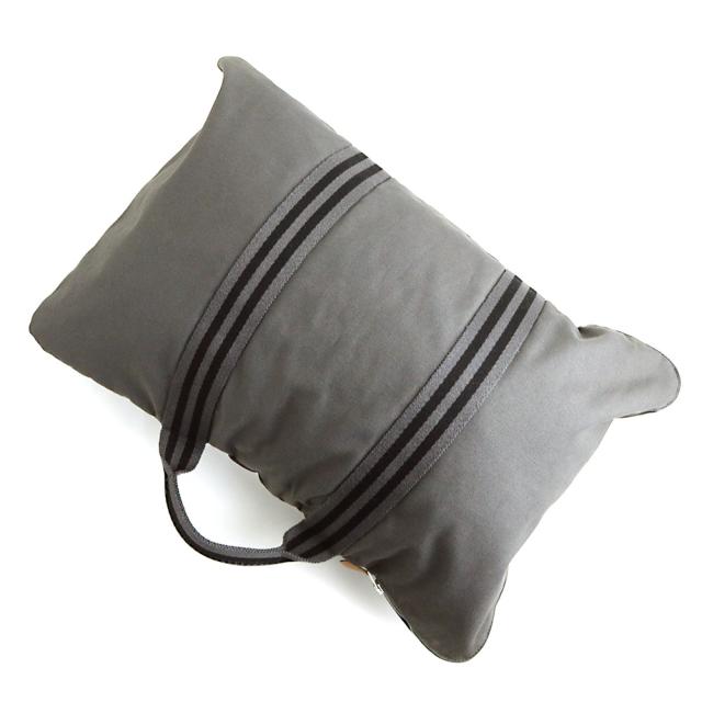 （中古）エルメス HERMES フールトゥ ポルトドキュマン ブリーフケース ドキュメントケース ビジネス ハンドバッグ キャンバス グレー シルバー金具