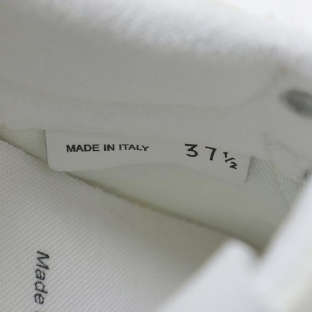 （新品・未使用品）ミュウミュウ miu miu ウォッシュド デニム フリンジ ロゴ スニーカー シューズ 靴 #37.5 24.5cm コットン ホワイト 5E325E 箱付