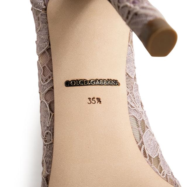 （未使用保管品）ドルチェアンドガッバーナ DOLCE&GABBANA レインボー ブローチ Bellucci パンプス 靴 22.5cm レース ゴートスキン パープル ゴールド金具 CD0066AL19887142 箱付