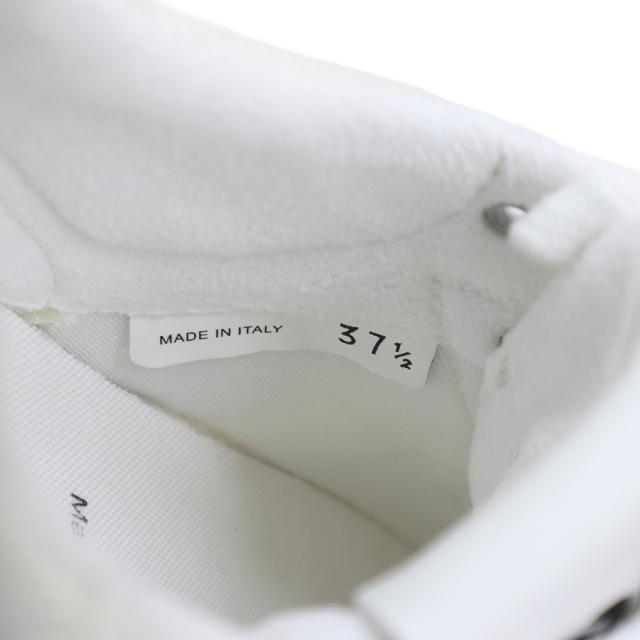 （新品・未使用品）ミュウミュウ miu miu ウォッシュド デニム ロゴ フリンジ スニーカー シューズ 靴 #37.5 24.5cm コットン ホワイト 5E325E 箱付