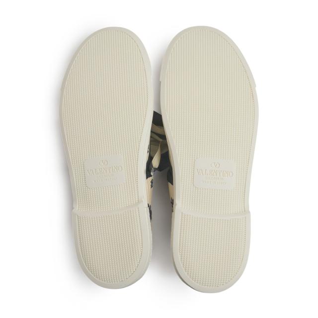 （新品・未使用品）ヴァレンティノ ガラヴァーニ Valentino Garavani ベイ バイ ベイ パピエフローラルファブリック バレリーナ スニーカー 靴 #37 24.5cm シルク ラバー バター ベージュ ブルー 6W2S0LH9JRH 箱付