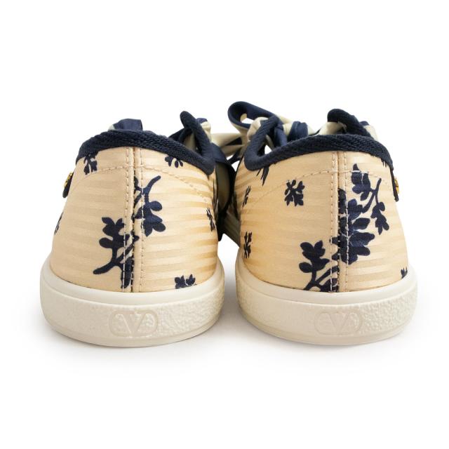 （新品・未使用品）ヴァレンティノ ガラヴァーニ Valentino Garavani ベイ バイ ベイ パピエフローラルファブリック バレリーナ スニーカー 靴 #37 24.5cm シルク ラバー バター ベージュ ブルー 6W2S0LH9JRH 箱付