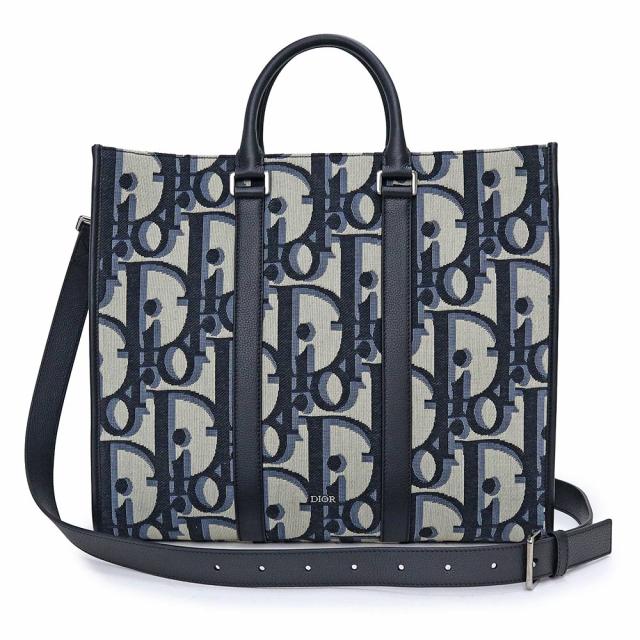 （未使用　展示品）クリスチャンディオール Christian Dior イースト ウェスト EAST WEST 2WAY ショルダー トートバッグ 斜め掛け マキシ ディオール オブリーク レザー ベージュ ブラック シルバー金具 1ESSH232YXL