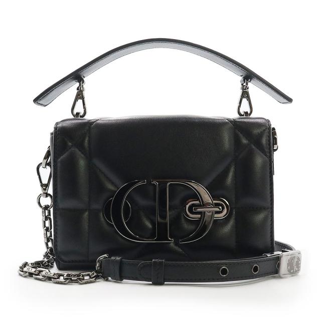 （未使用　展示品）クリスチャンディオール Christian Dior 30 Montaigne モンテーニュ 3WAY クラッチ チェーン ショルダー ハンドバッグ 斜め掛け 日本未入荷 ラムスキン レザー ブラック ガンメタル金具 M9218BNNA