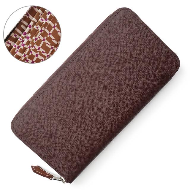 （新品・未使用品）エルメス HERMES アザップ ロング シルクイン H en Filet Hアンフィレ ジップ ラウンドファスナー 長財布 ヴォーエプソン レザー ルージュセリエ チャイ カシス ボルドー ブラウン シルバー金具 B刻印 箱付