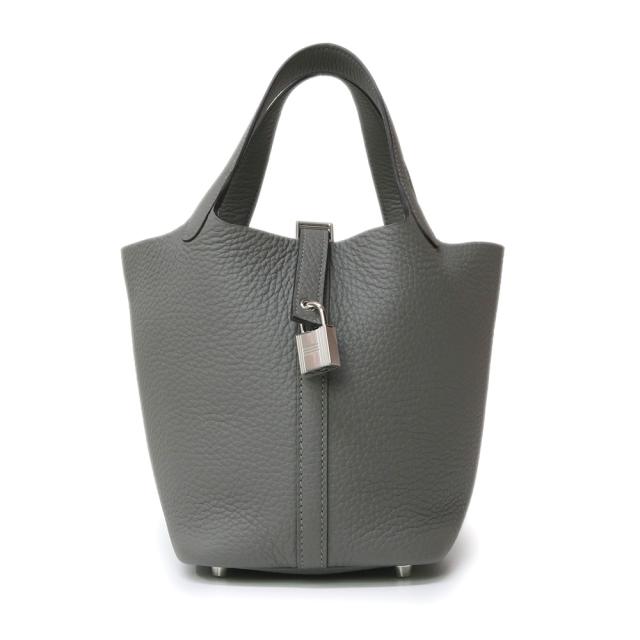 （新品・未使用品）エルメス HERMES ピコタンロック 18 PM ハンドバッグ トリヨンクレマンス レザー グリメイヤー グレー シルバー金具 W刻印 箱付