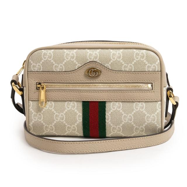 （未使用　展示品）グッチ GUCCI オフィディア ミニ ショルダーバッグ 斜め掛け GGスプリームキャンバス ベージュ アイボリー レッド グリーン ゴールド金具 517350