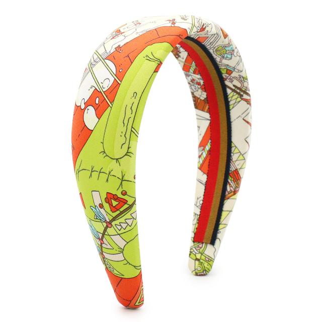 （新品・未使用品）エルメス HERMES ジナ 馬の伝説 La Legende Du Cheval カチューシャ ヘアバンド ヘアアクセサリー シルク100％ オレンジアクア 箱付_2