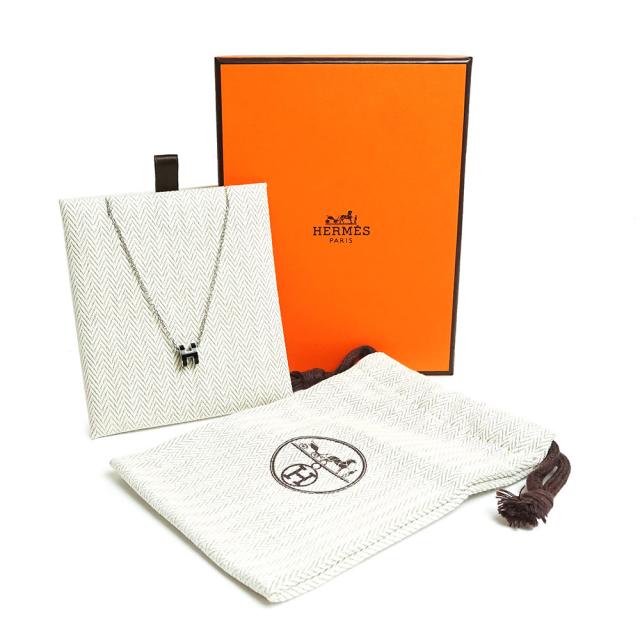 新品未使用】エルメスポップH ミニネックレスノワール黒シルバー金具