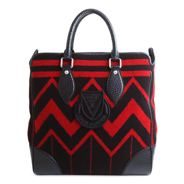 （中古）ルイ ヴィトン LOUIS VUITTON カバ ヴェイル トートバッグ ウール レザー ブラック レッド シルバー金具 M95241