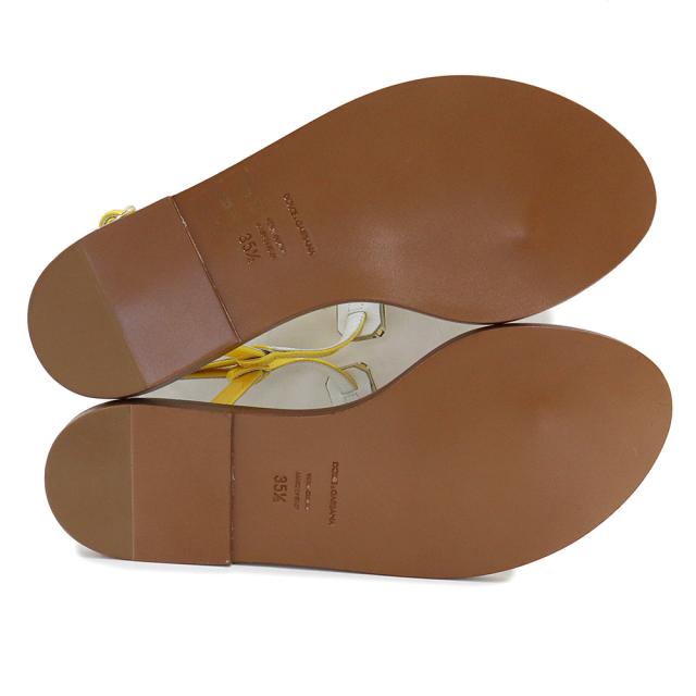 （未使用保管品）ドルチェアンドガッバーナ DOLCE&GABBANA フラットサンダル マヨリカ トング 靴 #35.5 22.5cm エナメル ラインストーン マルチカラー シルバー金具 CO0085