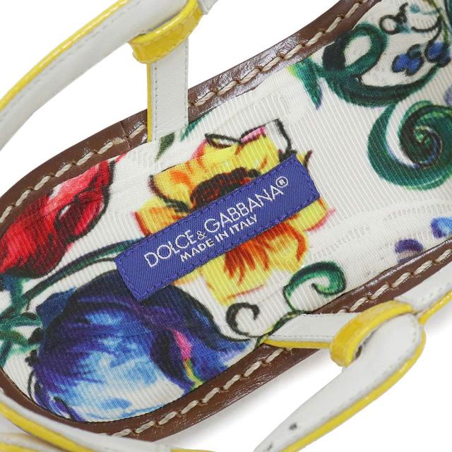 （未使用保管品）ドルチェアンドガッバーナ DOLCE&GABBANA フラットサンダル マヨリカ トング 靴 #35.5 22.5cm エナメル ラインストーン マルチカラー シルバー金具 CO0085