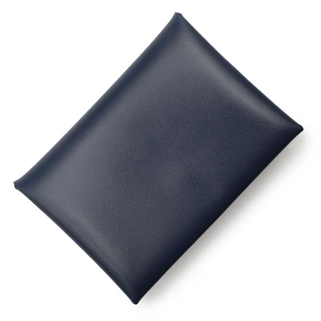 （未使用　展示品）エルメス HERMES カルヴィ デュオ コンパクト ケース 小銭入れ 財布 カードケース 名刺入れ 定期入れ パスケース ボックスカーフ レザー ブルーアビス ネイビー シルバー金具 W刻印