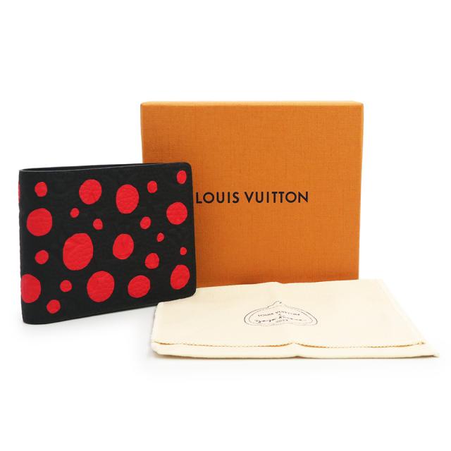 （新品・未使用品）ルイ ヴィトン LOUIS VUITTON ポルトフォイユ スレンダー LV×YK 草間彌生 ヤヨイ クサマ コラボ インフィニティ ドット 二つ折り財布 札入れ トリヨンレザー ブラック レッド M81902 箱付_1