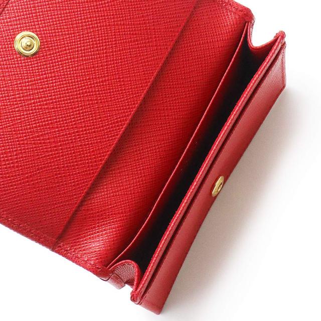 （未使用　展示品）プラダ PRADA リボン カードケース 名刺入れ 定期入れ パスケース サフィアノ サフィアーノ フィオッコ カーフレザー ロッソ レッド ゴールド金具 1MC122 箱付_3