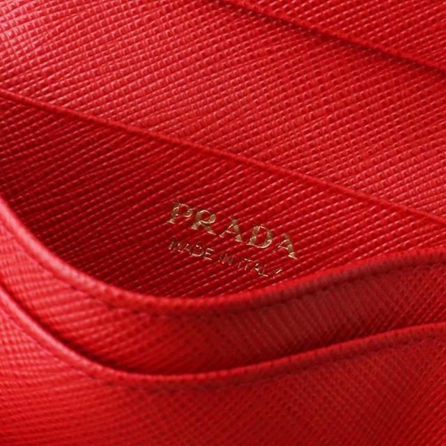 （未使用　展示品）プラダ PRADA リボン カードケース 名刺入れ 定期入れ パスケース サフィアノ サフィアーノ フィオッコ カーフレザー ロッソ レッド ゴールド金具 1MC122 箱付_7