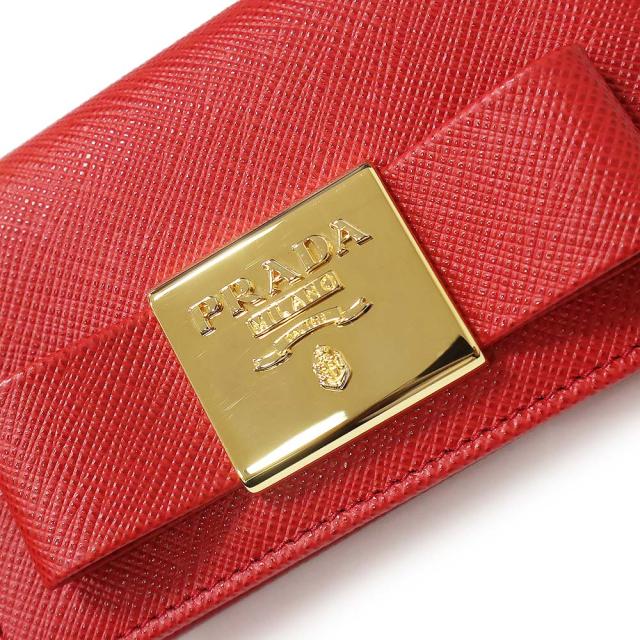 （未使用　展示品）プラダ PRADA リボン カードケース 名刺入れ 定期入れ パスケース サフィアノ サフィアーノ フィオッコ カーフレザー ロッソ レッド ゴールド金具 1MC122 箱付_8