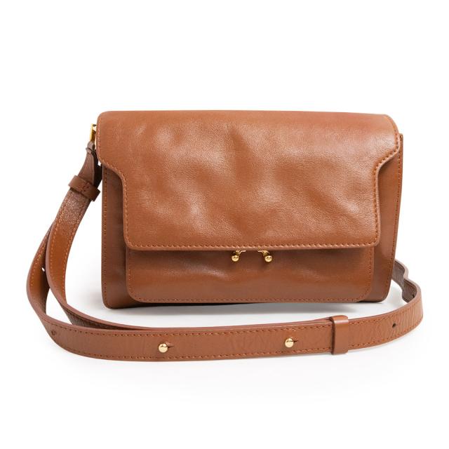 （未使用　展示品）マルニ MARNI TRUNK トランク ショルダーバッグ 斜め掛け カーフスキン レザー ブラウン ゴールド金具 SBMP0103U0
