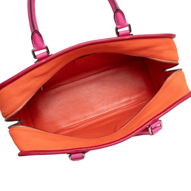 （美品）ロエベ LOEWE アマソナ 36 ハンドバッグ レザー オレンジ ピンク ボルドー シルバー金具 352.35AA22
