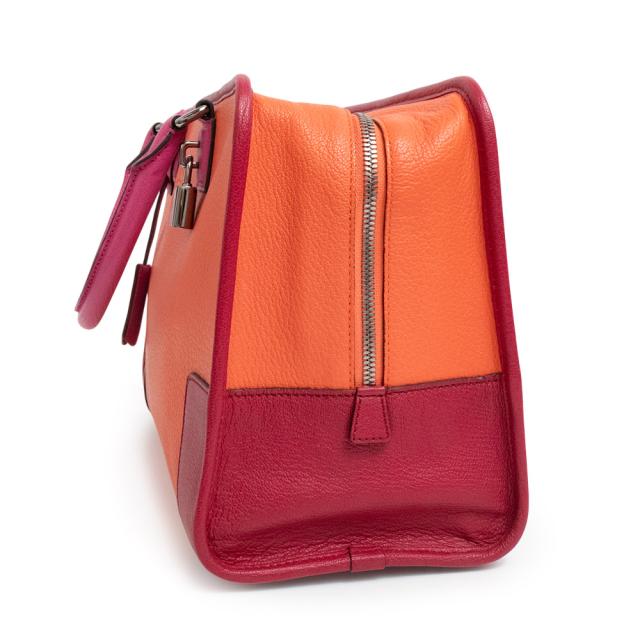 （美品）ロエベ LOEWE アマソナ 36 ハンドバッグ レザー オレンジ ピンク ボルドー シルバー金具 352.35AA22
