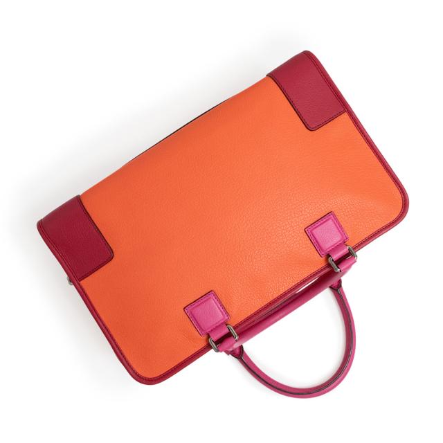 （美品）ロエベ LOEWE アマソナ 36 ハンドバッグ レザー オレンジ ピンク ボルドー シルバー金具 352.35AA22