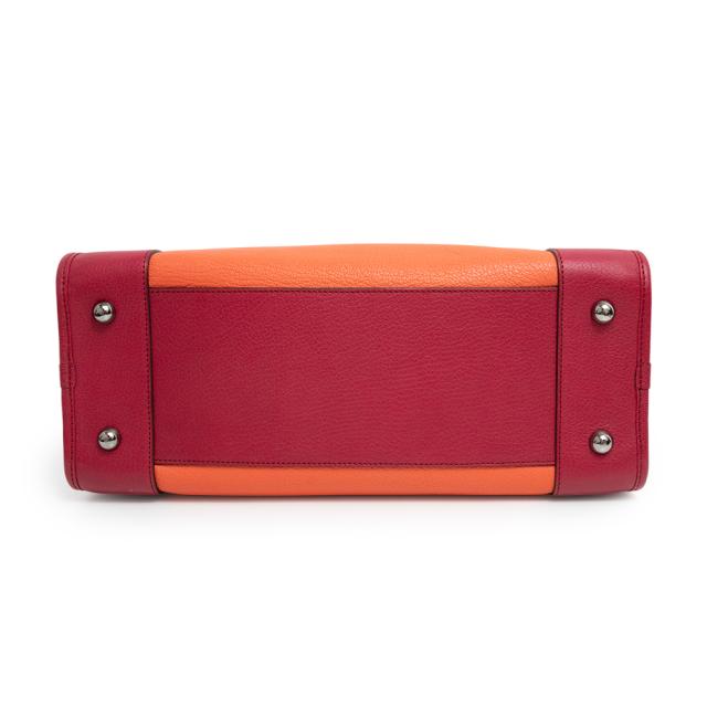 （美品）ロエベ LOEWE アマソナ 36 ハンドバッグ レザー オレンジ ピンク ボルドー シルバー金具 352.35AA22