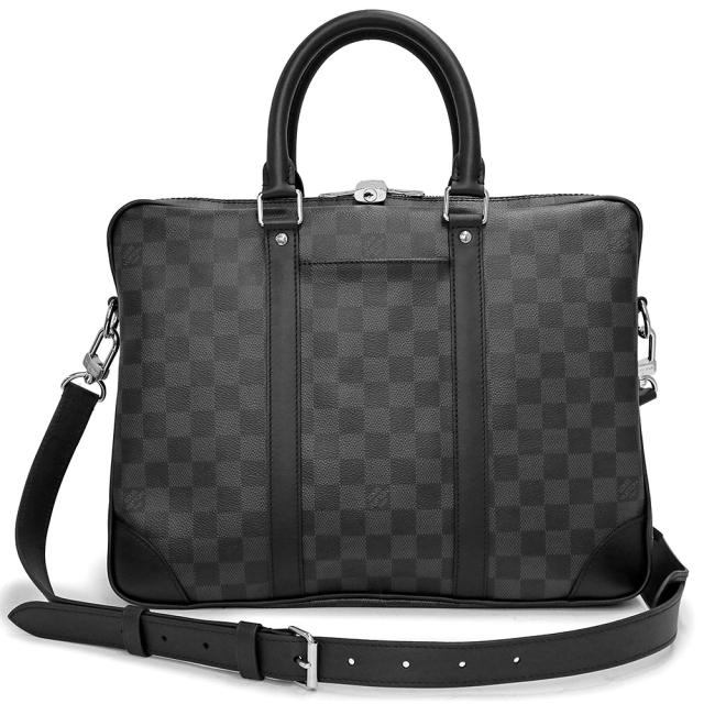 （未使用　展示品）ルイ ヴィトン LOUIS VUITTON ポルト ドキュマン ヴォワヤージュ ビジネス ブリーフケース ショルダー ハンドバッグ 2way 斜め掛け ダミエグラフィット グラファイト ブラック シルバー金具 N40445 箱付