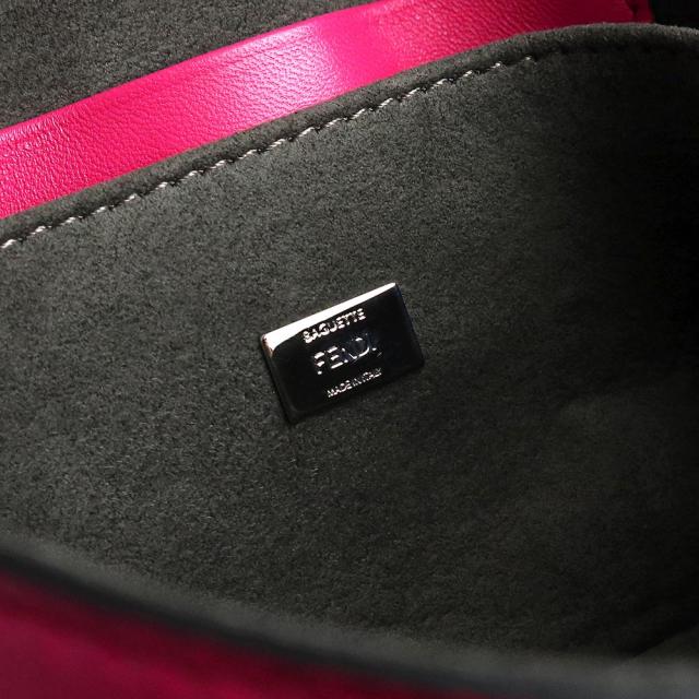 （未使用　展示品）フェンディ FENDI モンスター マイクロ バケット 2WAY チェーン ショルダー ハンドバッグ ポシェット 斜め掛け ラムスキン レザー フューシャ ピンク マルチカラー シルバー金具 8M0354