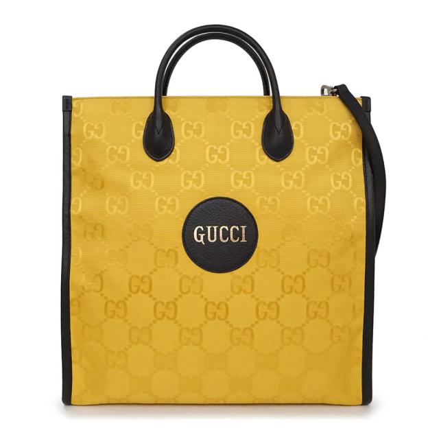 （未使用　展示品）グッチ GUCCI オフザグリッド Off The Grid トート 2way ショルダー ハンドバッグ 斜め掛け GGナイロン レザー イエロー ブラック マットシルバー金具 630355