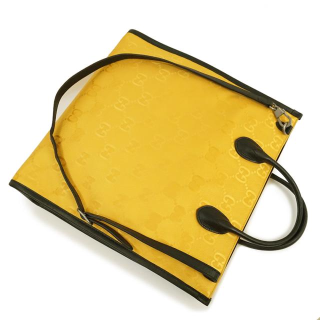 （未使用　展示品）グッチ GUCCI オフザグリッド Off The Grid トート 2way ショルダー ハンドバッグ 斜め掛け GGナイロン レザー イエロー ブラック マットシルバー金具 630355_5