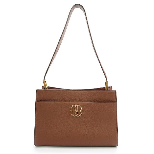 （未使用　展示品）バリー BALLY TRAPEZE SOFT エンブレム ワンショルダーバッグ カーフスキン レザー ブラウン ゴールド金具 6307157