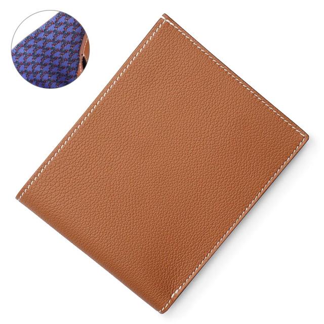 （新品・未使用品）エルメス HERMES シチズン ツイル コンパクト H Cheval au Bar アッシュ シュヴァル オ バー 二つ折り財布 札入れ ヴォーエバーカラー レザー シルク ゴールド ブルーデフランス ブルーサフィール ブラウン W刻印 箱付