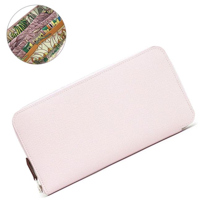 （新品・未使用品）エルメス HERMES アザップ ロング シルクイン Animapolis アニマポリス ラウンドファスナー ジップ 長財布 ヴォーエプソン レザー モーヴペール ヴェールペール ピンク シルバー金具 W刻印 箱付
