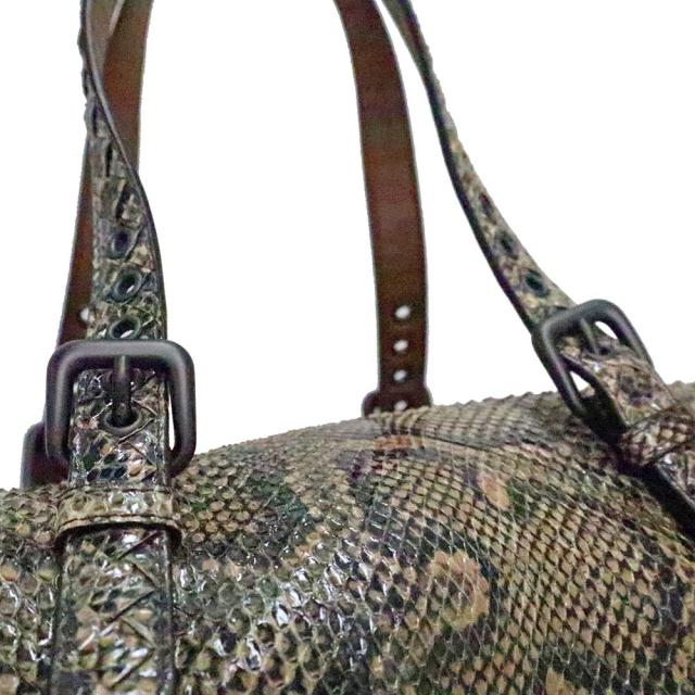 ボッテガヴェネタ ミニボストンバッグ ハンドバッグ ブラウン レザー パイソン レディース BOTTEGAVENETA 【中古】 中古）ボッテガヴェネタ BOTTEGA VENETA ミニ ボストン ハンドバッグ