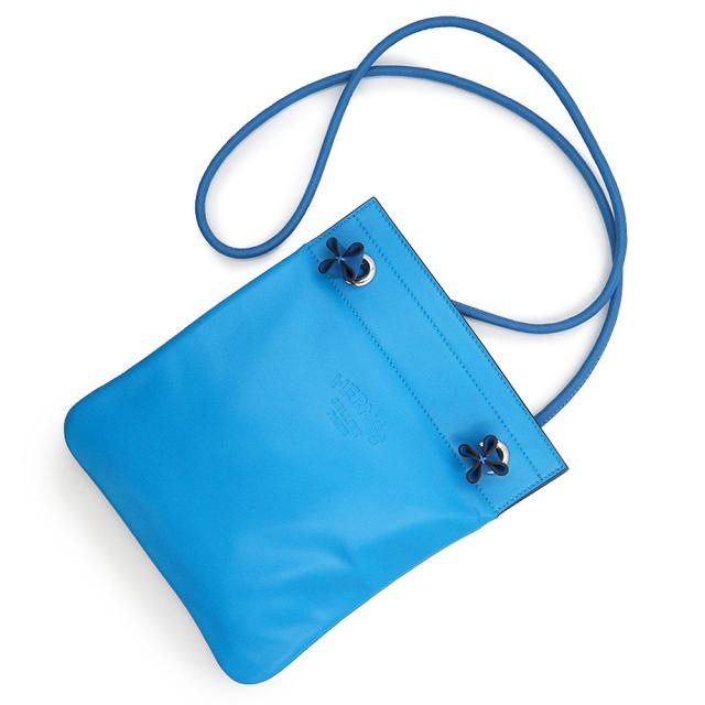 （未使用　展示品）エルメス HERMES サック アリーヌ ミニ ショルダーバッグ 斜め掛け アニューミロ ラムスキン ヴォースイフト レザー ブルーザンジバル ミコノス シルバー金具 B刻印 箱付
