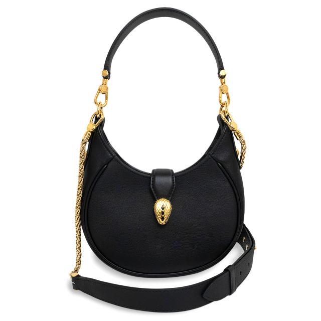 （未使用　展示品）ブルガリ BVLGARI セルペンティ エリプス スモール 2Way チェーン ショルダー ハンドバッグ 斜め掛け カーフスキン レザー ブラック ゴールド金具 292051